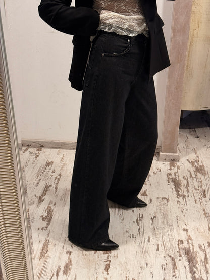 Pantalone Bella Denim Nero - retro