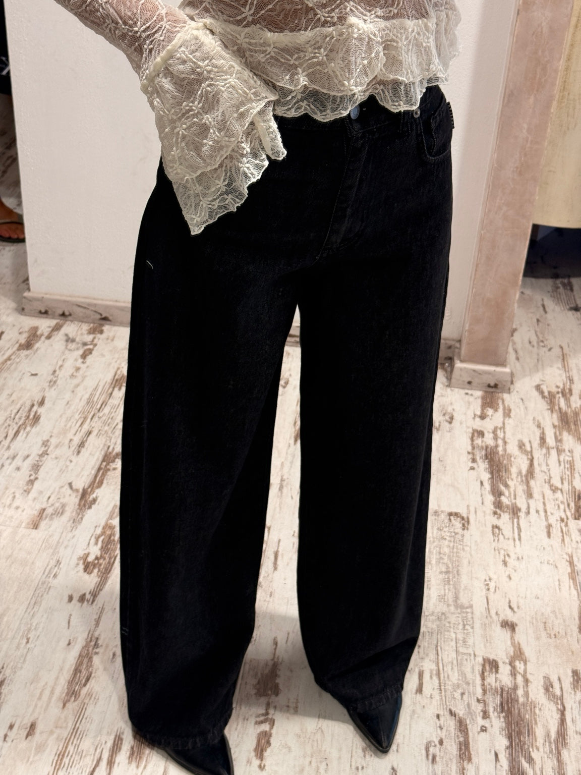 Pantalone Bella Denim Nero - vista laterale