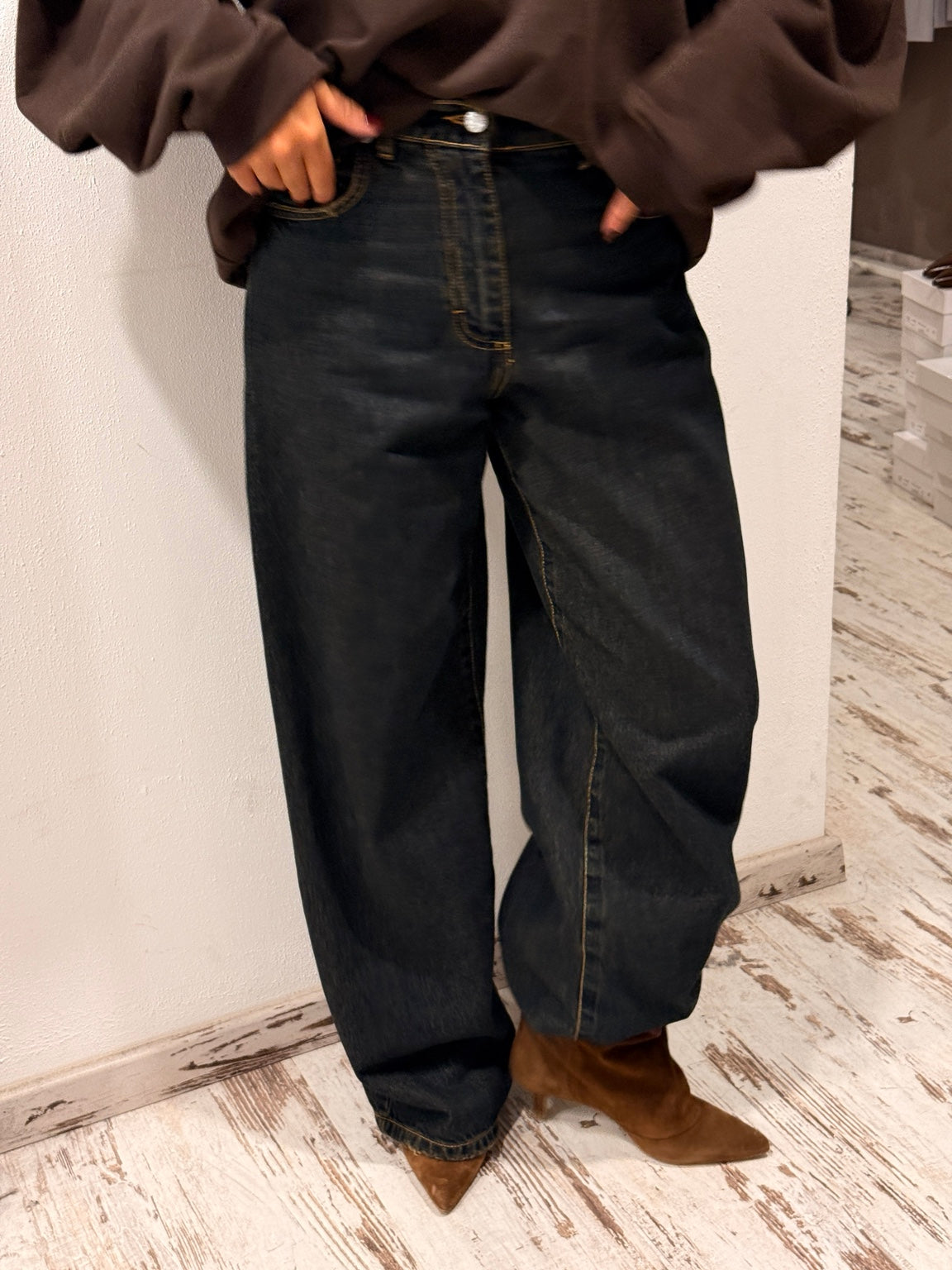 Pantalone Bella HaveOne denim color Thè - dettaglio fit