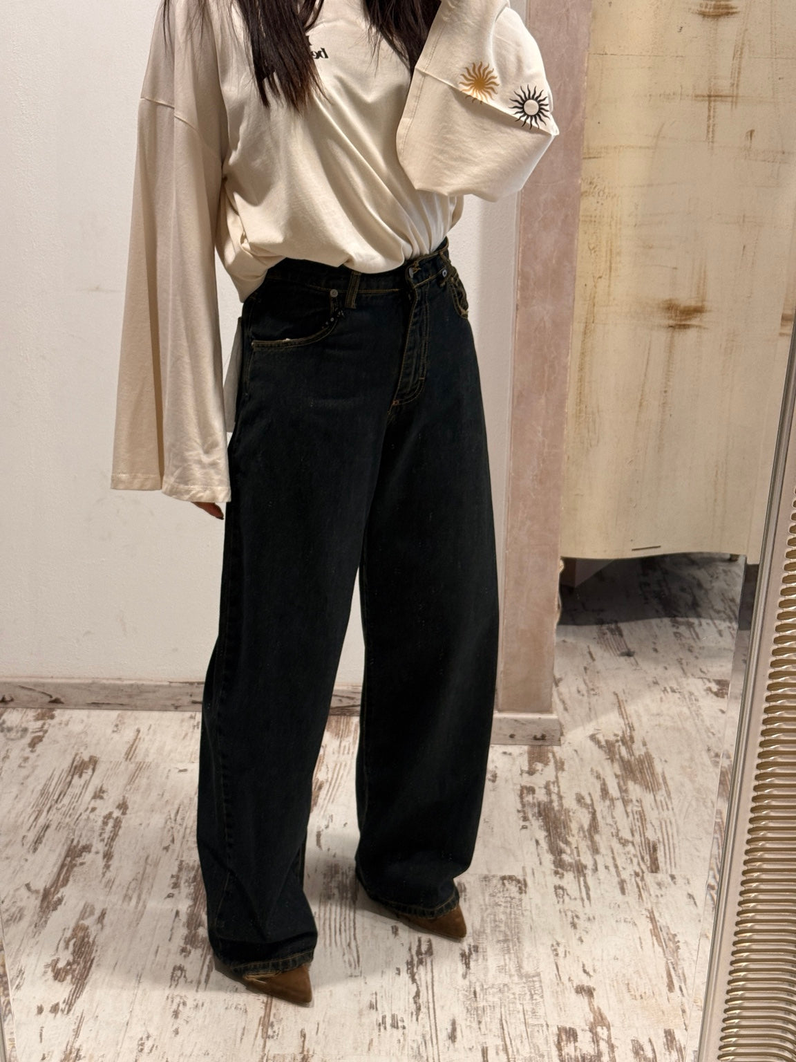 Pantalone Bella HaveOne denim color Thè - dettaglio laterale