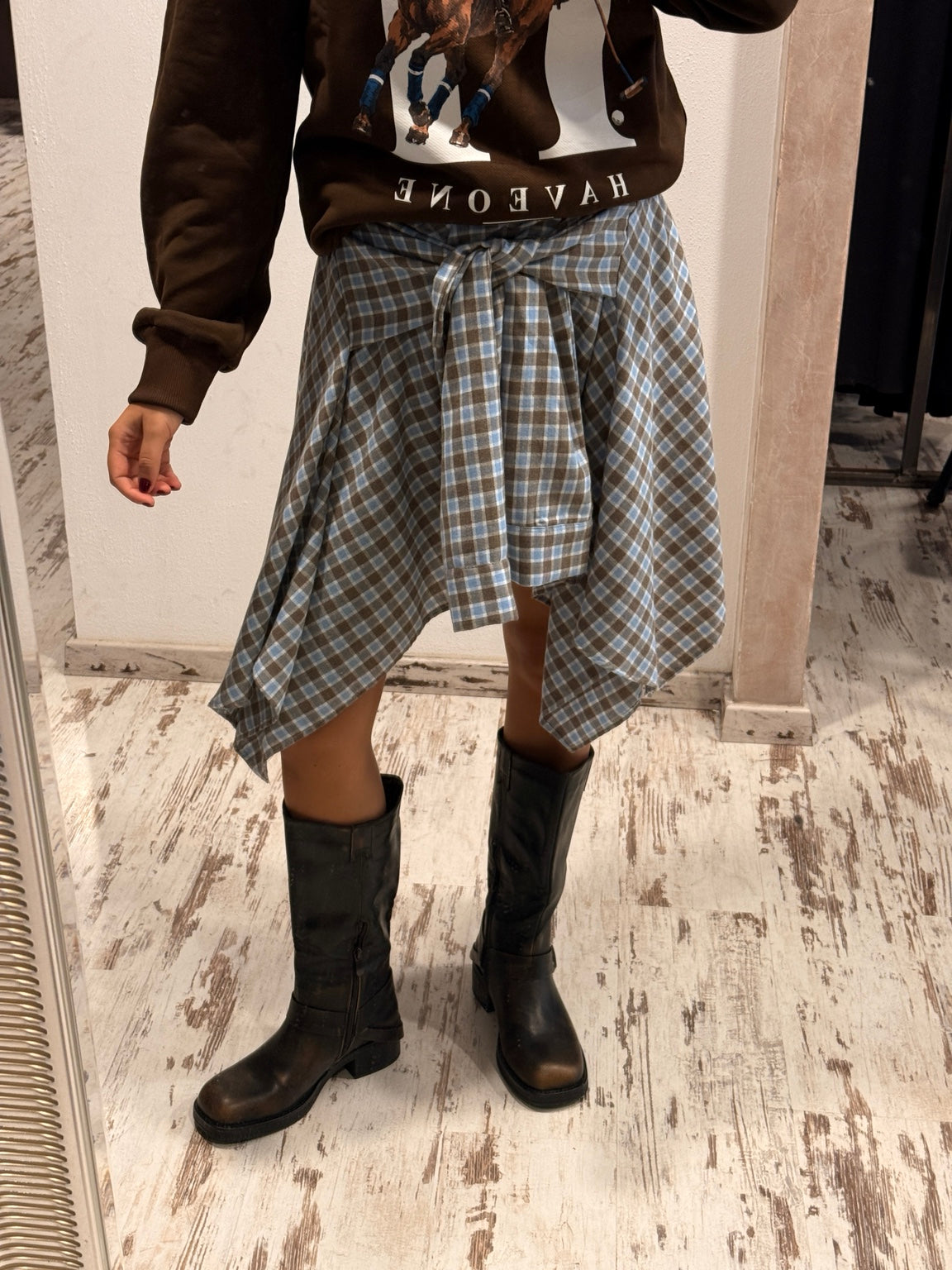 Mini-gonna ViCOLO fantasia check vista frontale